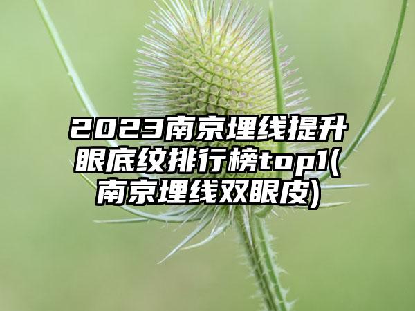 2023南京埋线提升眼底纹排行榜top1(南京埋线双眼皮)