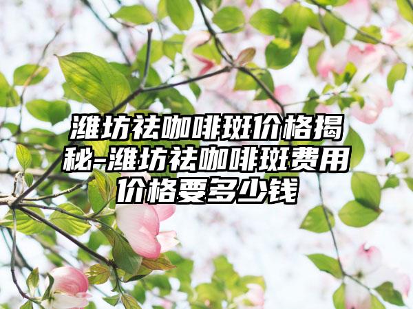 潍坊祛咖啡斑价格揭秘-潍坊祛咖啡斑费用价格要多少钱