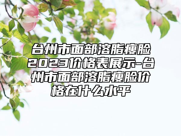 台州市面部溶脂瘦脸2023价格表展示-台州市面部溶脂瘦脸价格在什么水平